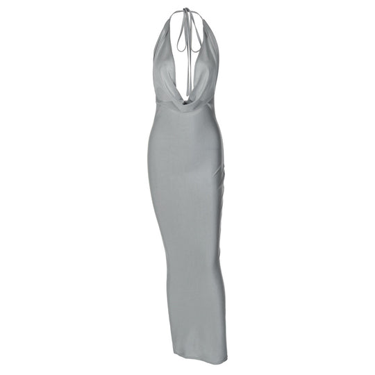 Damen sexy Abendkleid mit tiefem V-Ausschnitt und fließendem Schnitt R&B