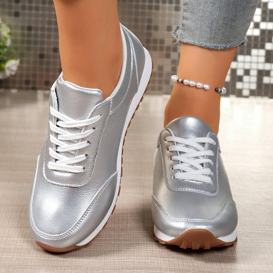Damen Sportliche Sneakers mit glänzendem Obermaterial und rutschfester Sohle R&B