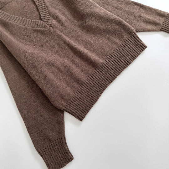 Damen lässiger V-Ausschnitt Pullover R&B