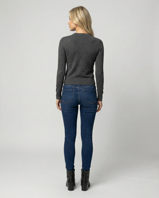 Schlankmachendes Rundhals Woll-Strickshirt für Damen im Herbst Winter