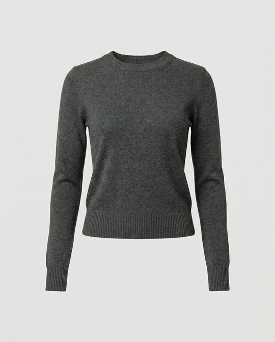 Schlankmachendes Rundhals Woll-Strickshirt für Damen im Herbst Winter