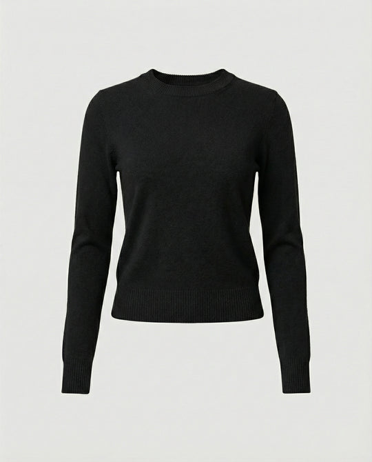 Schlankmachendes Rundhals Woll-Strickshirt für Damen im Herbst Winter