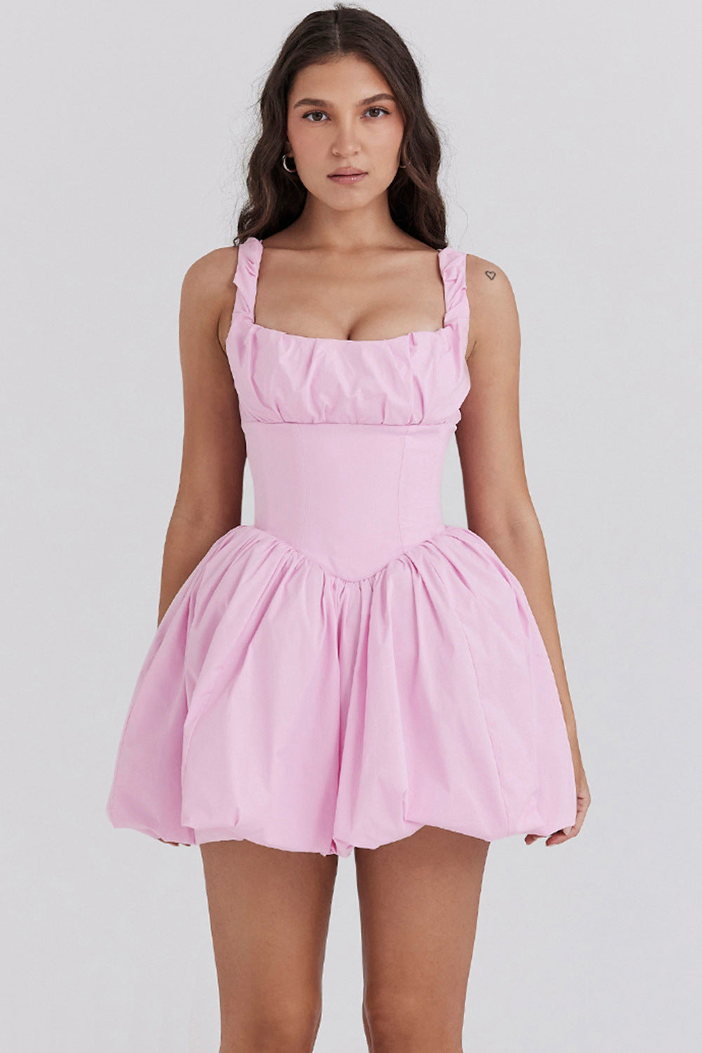 Damen Ballonkleid mit Spitzenakzenten R&B