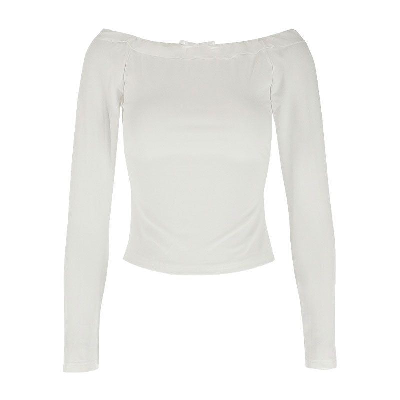 Damen Off-Shoulder Langarmoberteil mit zartem Rüschenbesatz R&B