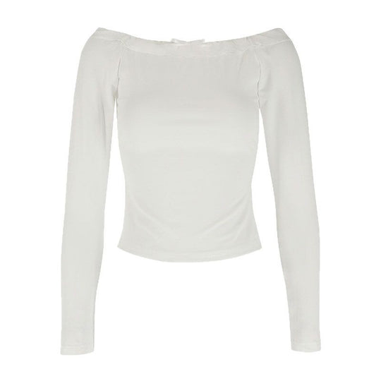 Damen Off-Shoulder Langarmoberteil mit zartem Rüschenbesatz R&B