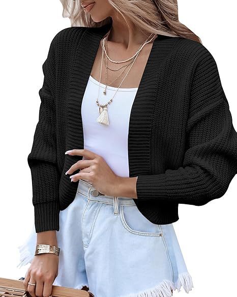 Damen Grobstrickcardigan mit weiten Ärmeln und offener Front R&B