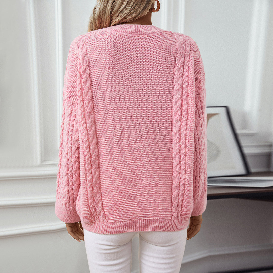 Damen Strickpullover mit strukturiertem Zopfmuster R&B