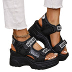 Damen modische Sandalen mit komfortablem Velcro-Verschluss und strukturierter Sohle R&B