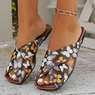 Damen Faltbare Sandalen mit floralem Muster R&B