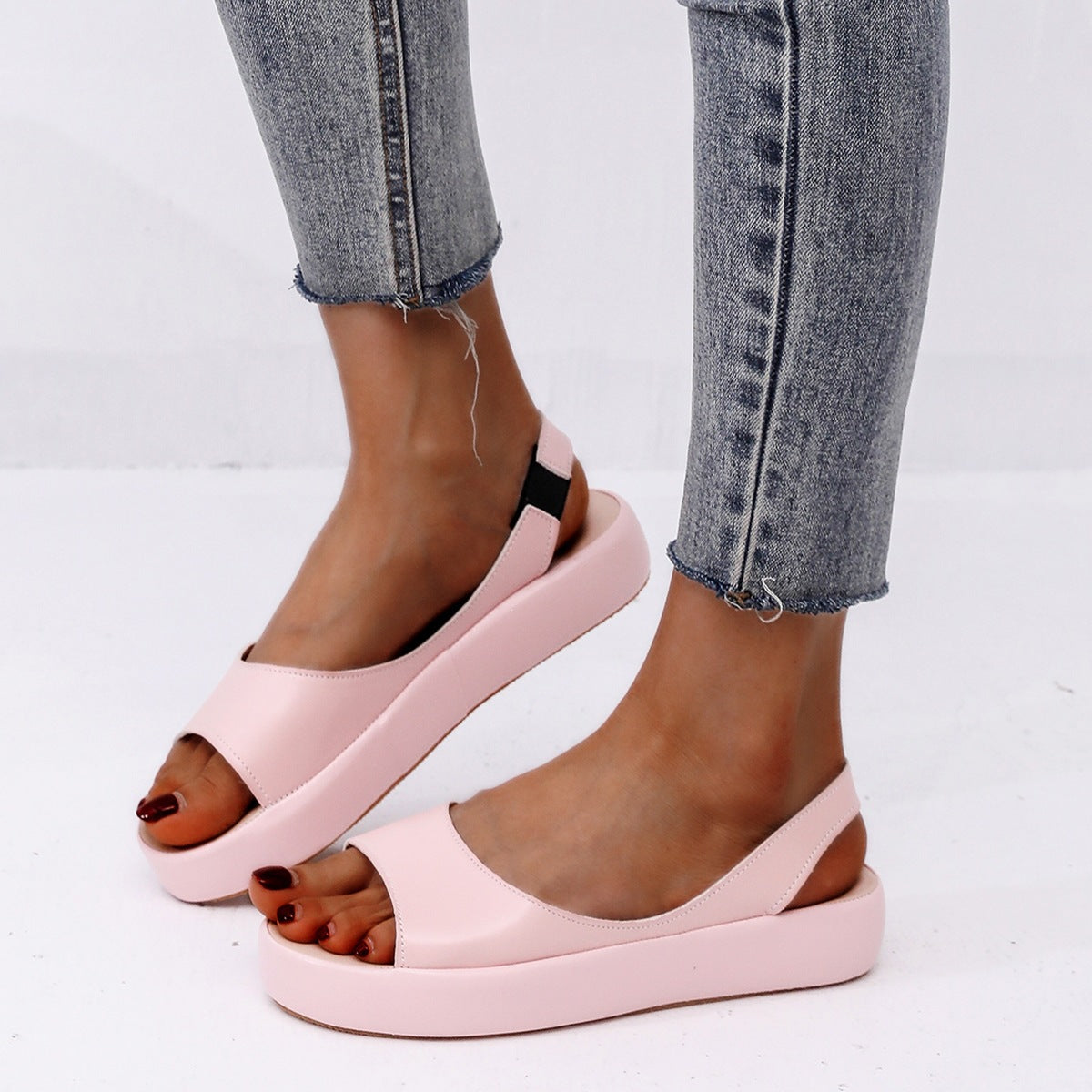 Damen Komfortable Offene Sandalen mit elastischem Riemendesign R&B