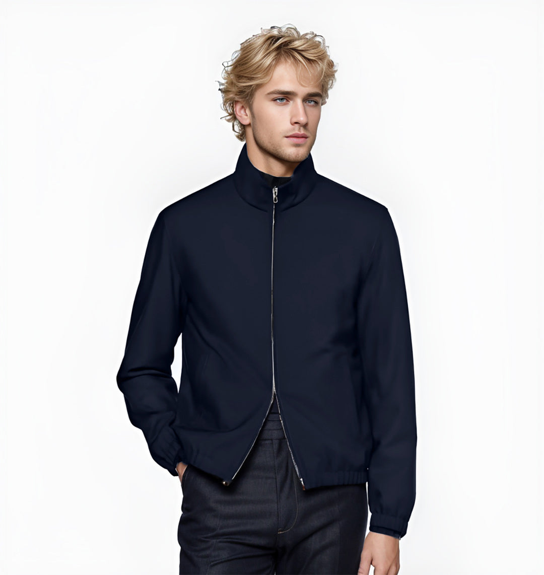 Herren leichte Bomberjacke mit hohem Kragen R&B