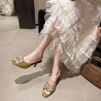 Damen Glamouröse Mules mit funkelnden Schleifen und elegantem Absatz R&B
