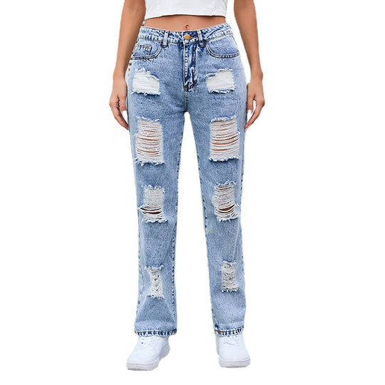 Damen destroyed Mom-Jeans mit lässigem Schnitt und hohem Bund R&B