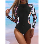 Damen Surfanzug mit floralem Design und sportlichem Reißverschluss R&B