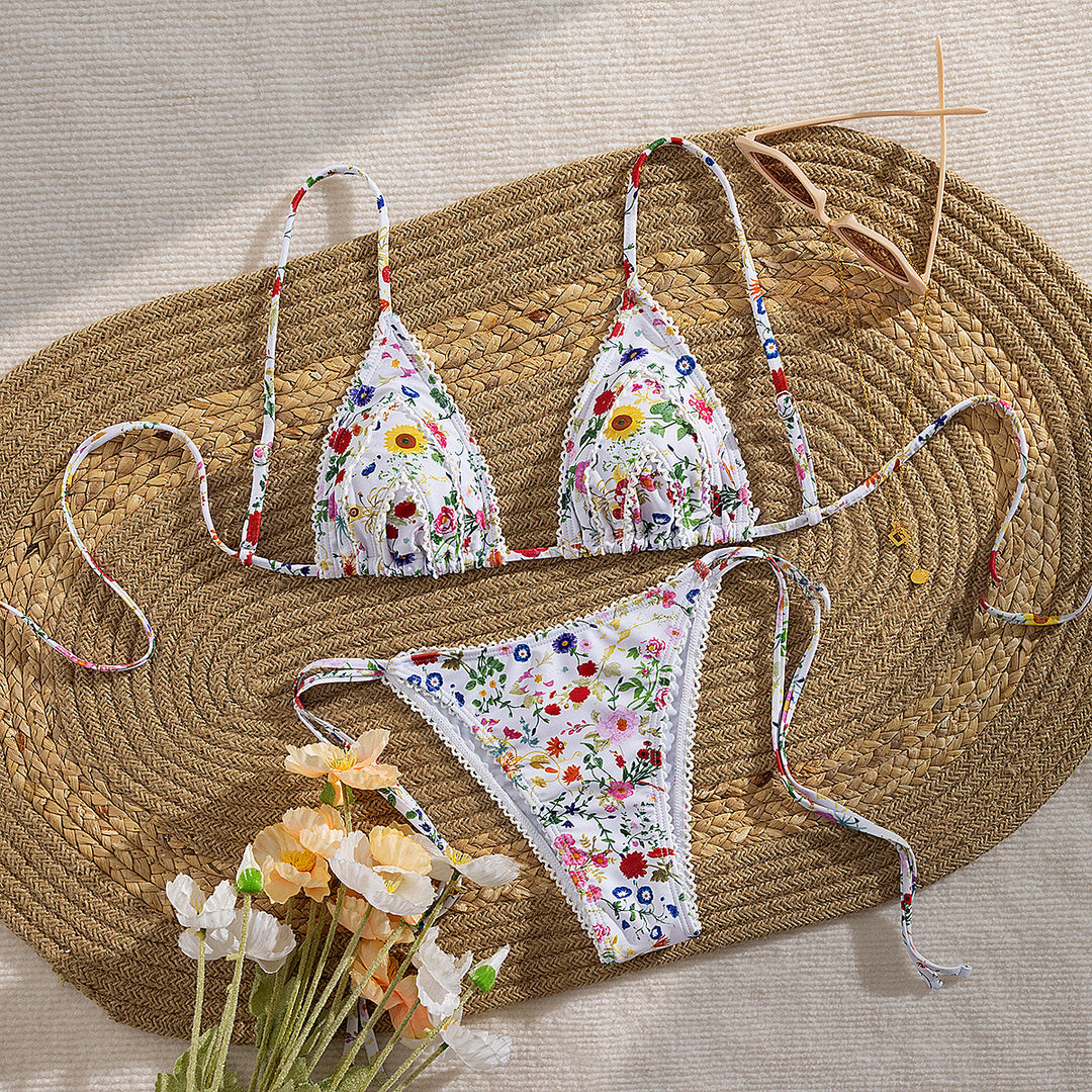 Damen Triangel-Bikini mit verspielten Bindebändern R&B