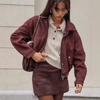 Damen Kunstlederjacke mit modernem Schnitt und praktischen Taschen R&B