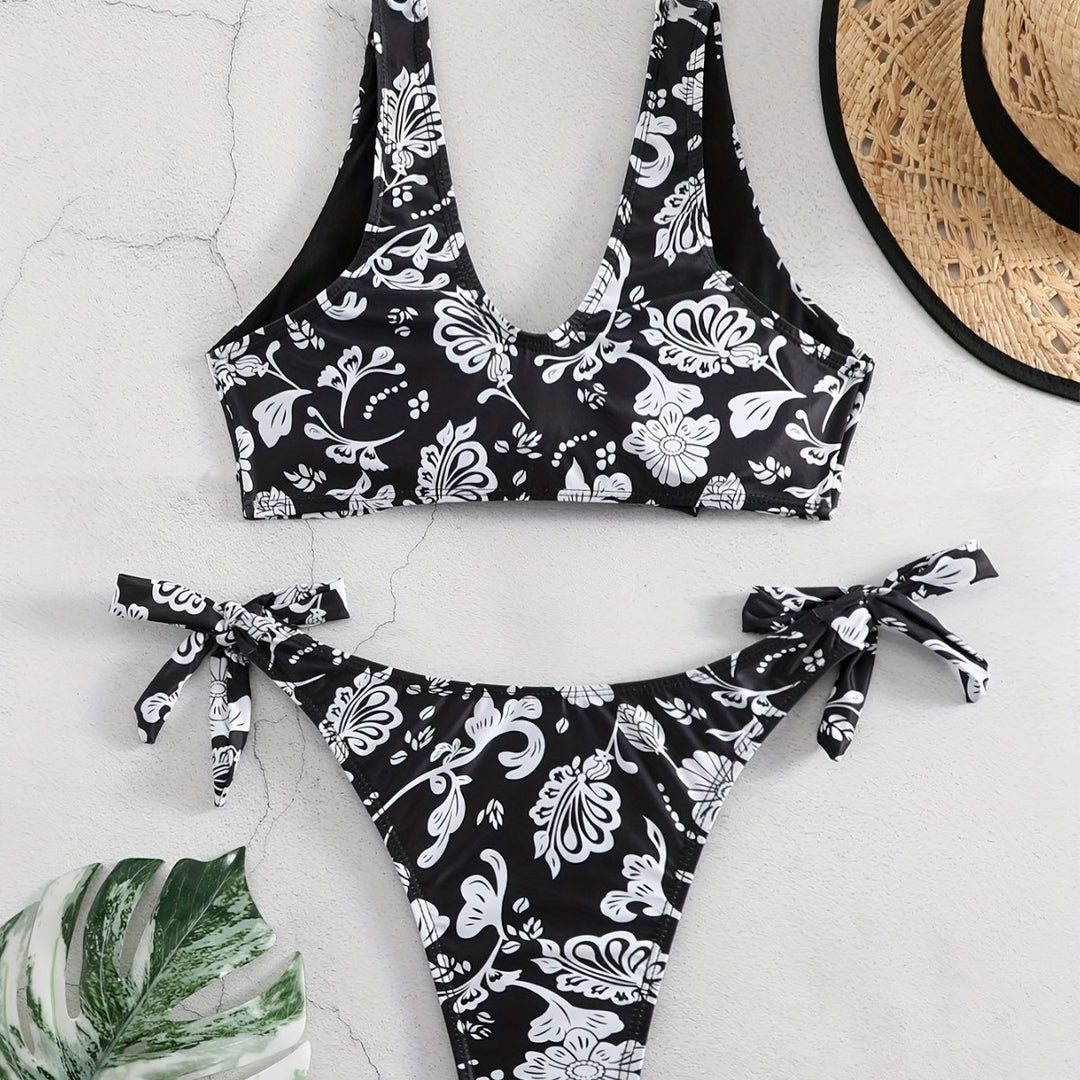 Damen Triangel-Bikini mit verspieltem Knoten-Detail R&B