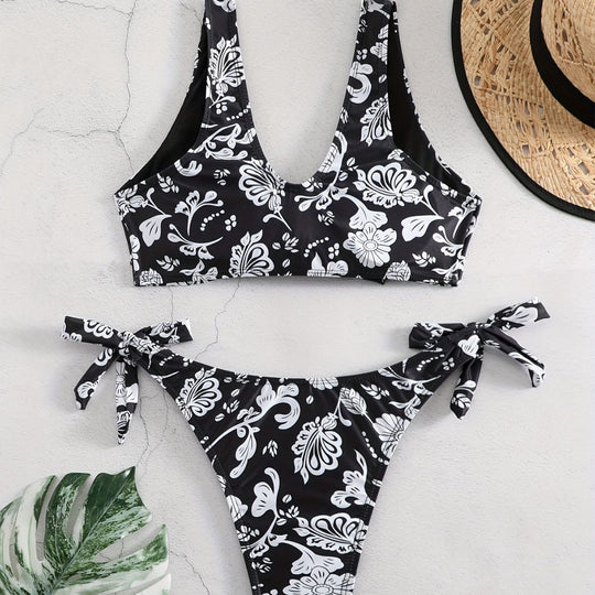 Damen Triangel-Bikini mit verspieltem Knoten-Detail R&B