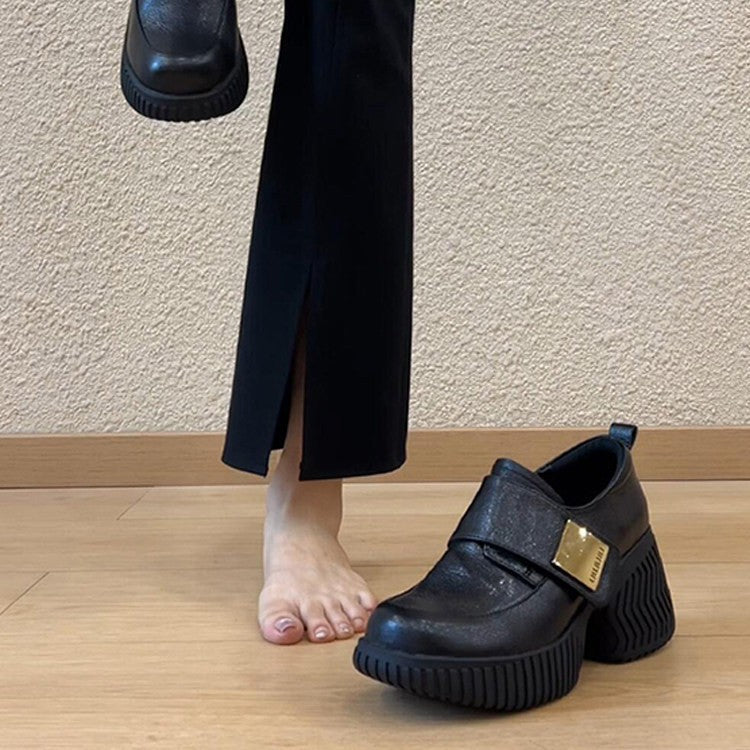 Damen modische Clogs mit stabiler Plattformsohle und edlem Schnallenakzent R&B