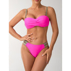 Damen Bandeau Bikini mit elegantem Wickeldetail und sportlichen Akzenten R&B