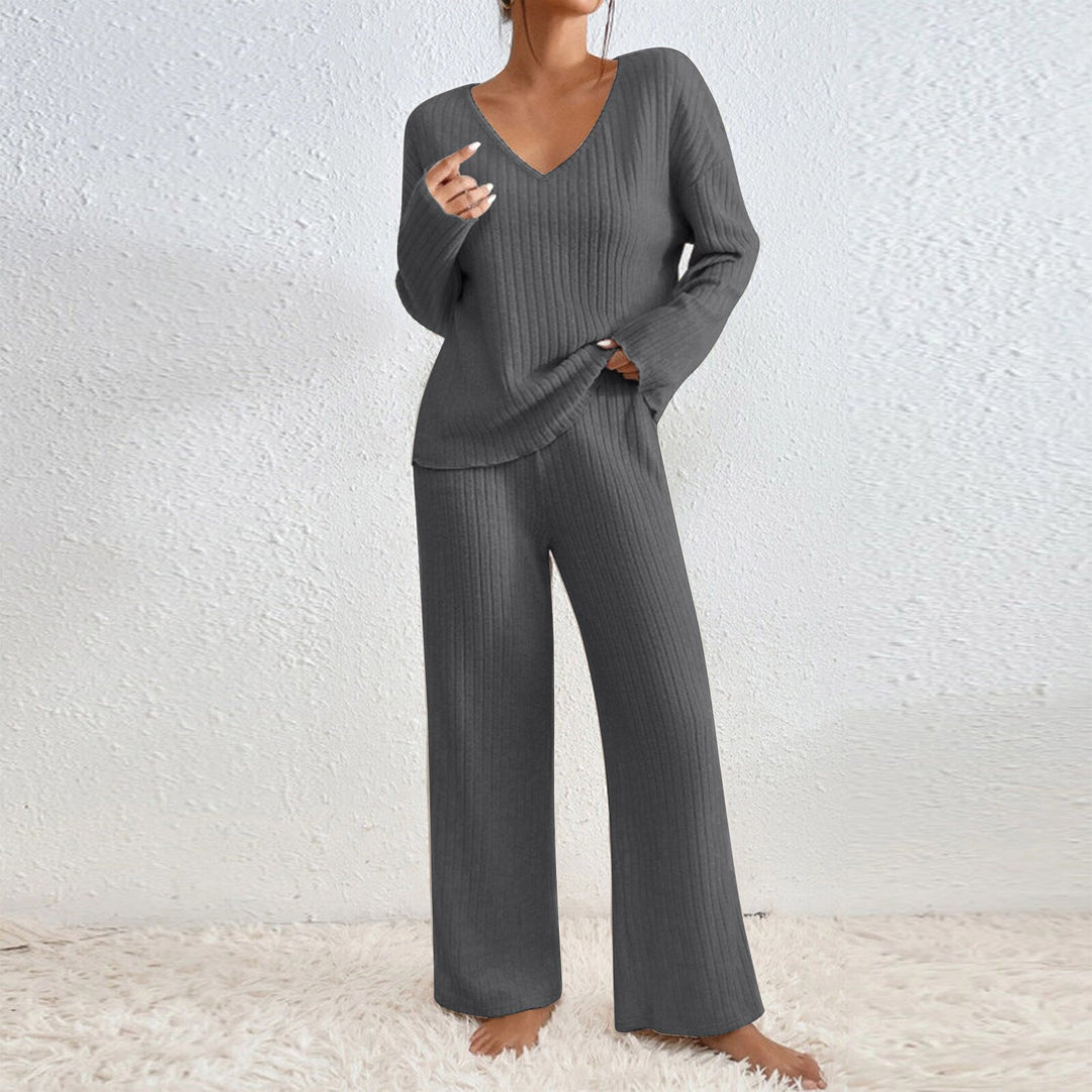 Damen Lässiges Strick-Loungewear-Set R&B