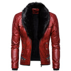 Herren Bikerjacke mit glamourösem Kunstfell-Kragen und modischen Details