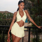 Damen Verspieltes Crop-Top und Minirock Set R&B