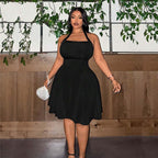 Damen A-Linien Freizeitkleid mit schulterfreiem Design und schwingendem Rock R&B