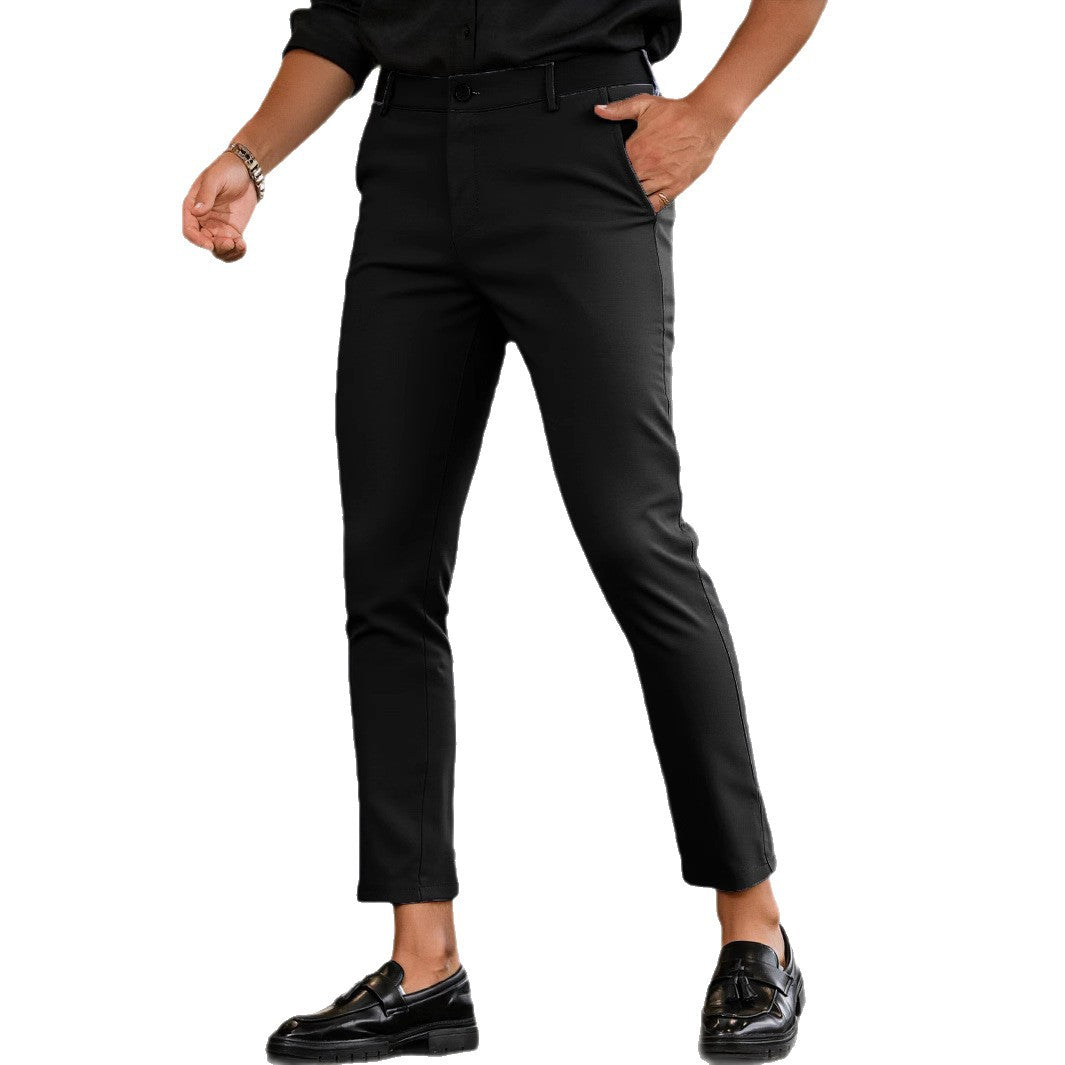 Herren elegante Slim-Fit Freizeithose mit elastischem Bund und klassischen Details