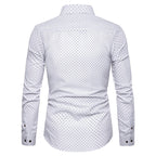 Herren nan gemustertes tailliertes Langarmhemd mit Kentkragen und Stretch R&B
