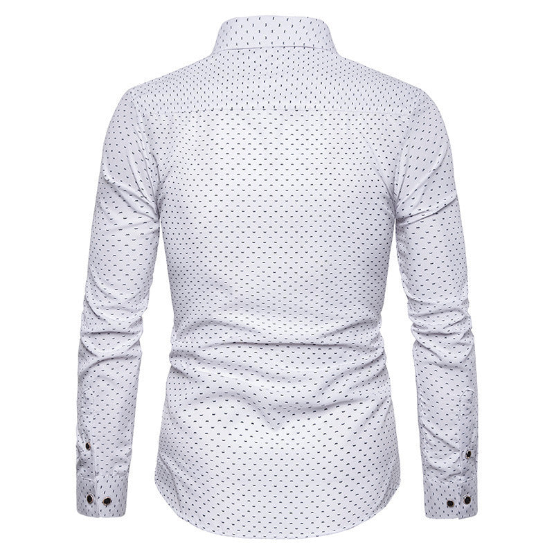 Herren nan gemustertes tailliertes Langarmhemd mit Kentkragen und Stretch R&B