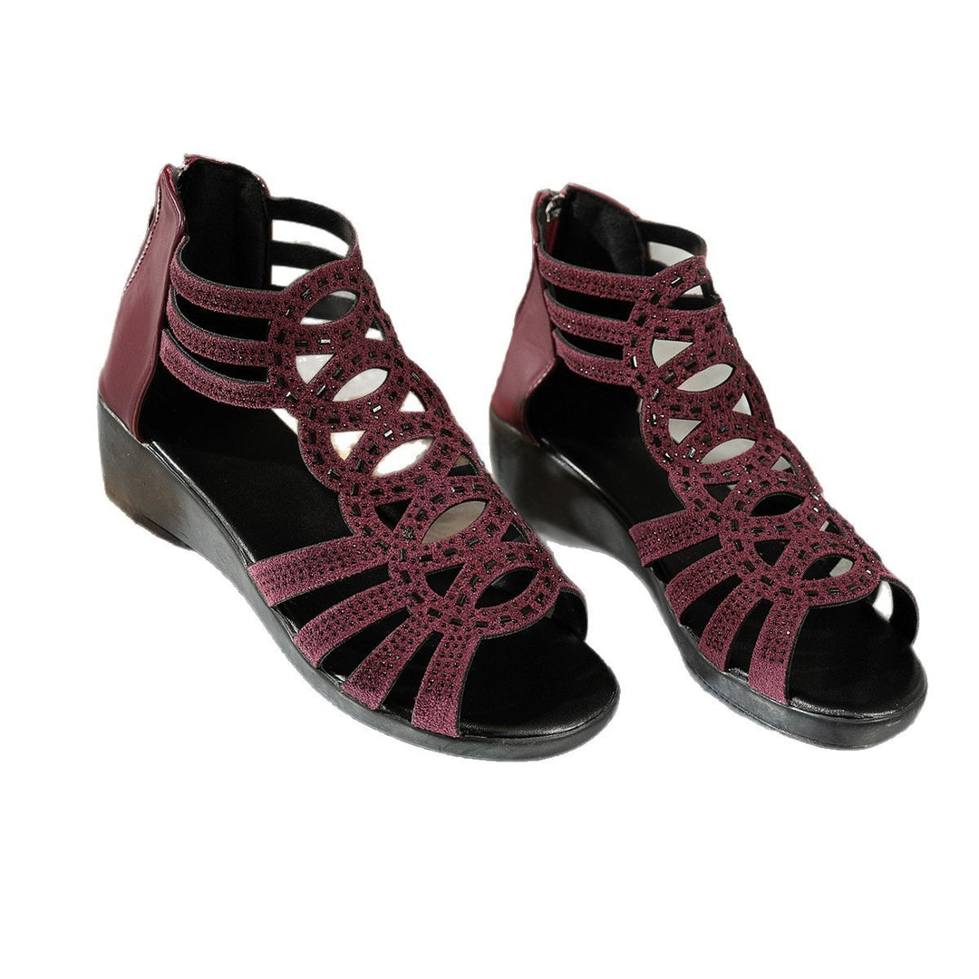 Damen Wedge-Sandalen mit dekorativem Riemendesign und Glitzerapplikationen R&B