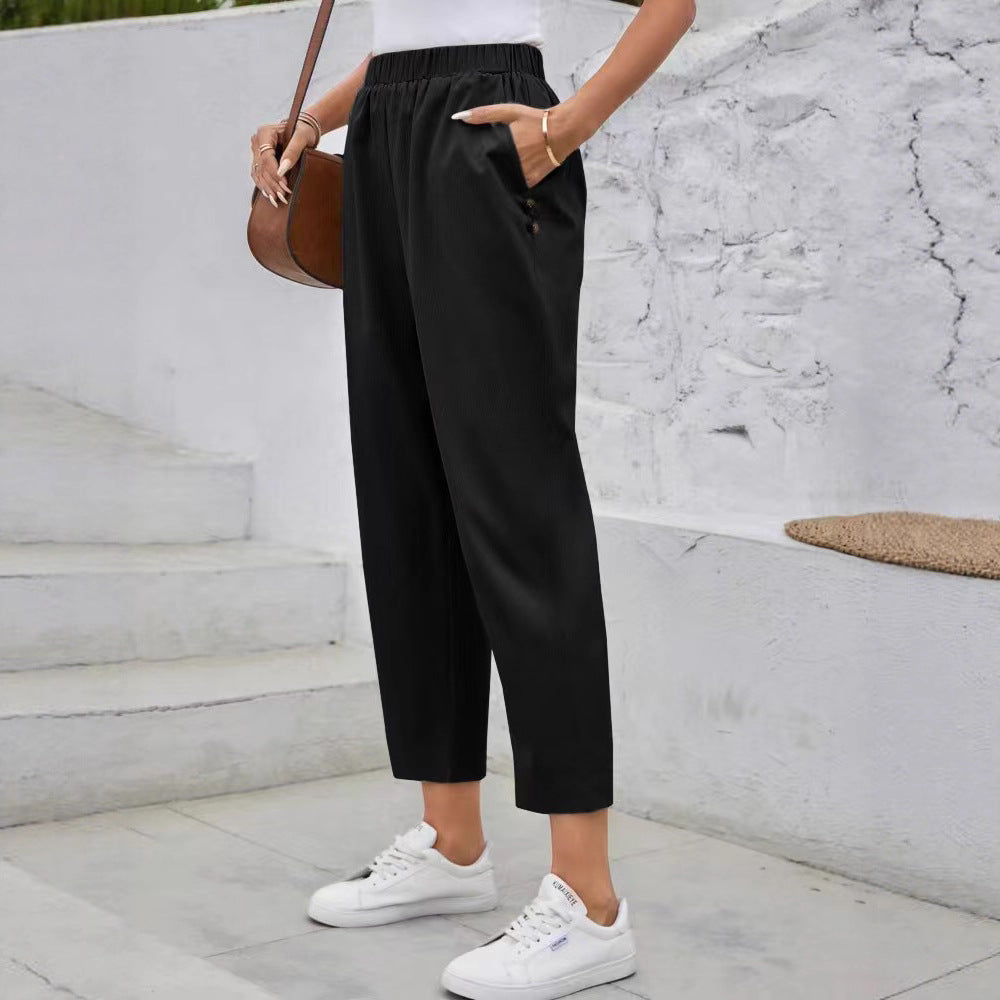 Damen Comfortable Freizeithose mit elastischem Bund und Taschen