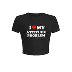 Damen Crop-T-Shirt mit humorvollem Spruch und figurbetontem Schnitt R&B