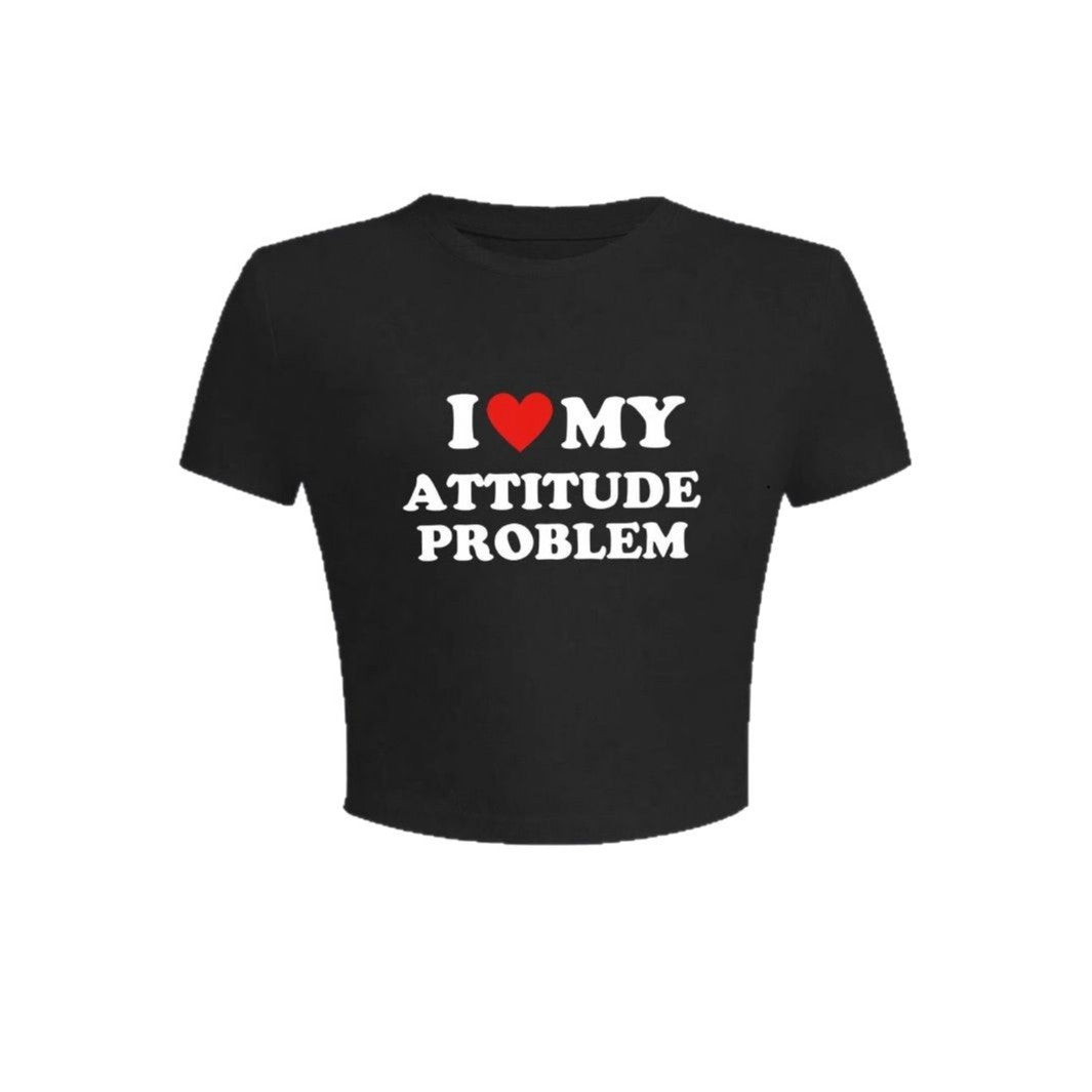 Damen Crop-T-Shirt mit humorvollem Spruch und figurbetontem Schnitt R&B