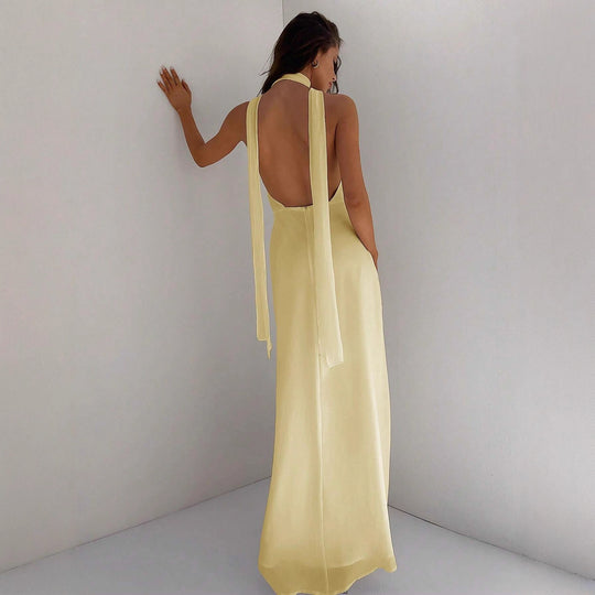 Damen Maxi-Kleid mit tiefem V-Ausschnitt und Wickeldesign R&B