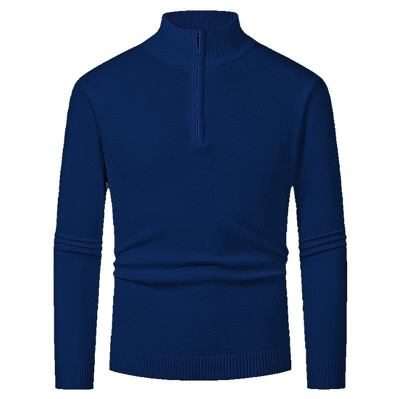 Herren Pullover mit halbem Reißverschluss und modernem Stehkragen R&B