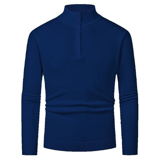 Herren Pullover mit halbem Reißverschluss und modernem Stehkragen R&B