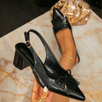 Damen Slingback-Pumps mit Fransen und Blockabsatz R&B