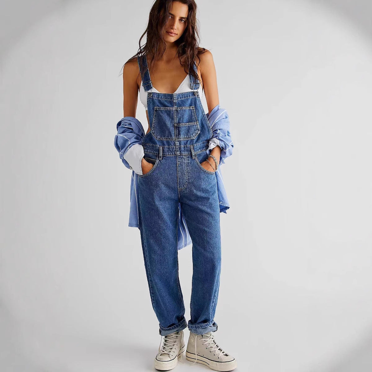 Damen Lässige Latzhose aus hochwertigem Baumwollgemisch