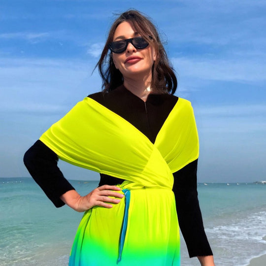 Damen Strandkleid mit Wickel- und Farbverlauf R&B