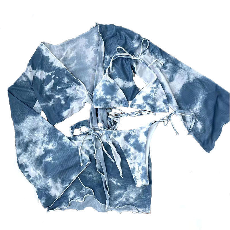 Damen Strandtop mit Wickeloptik und langem Ärmel R&B