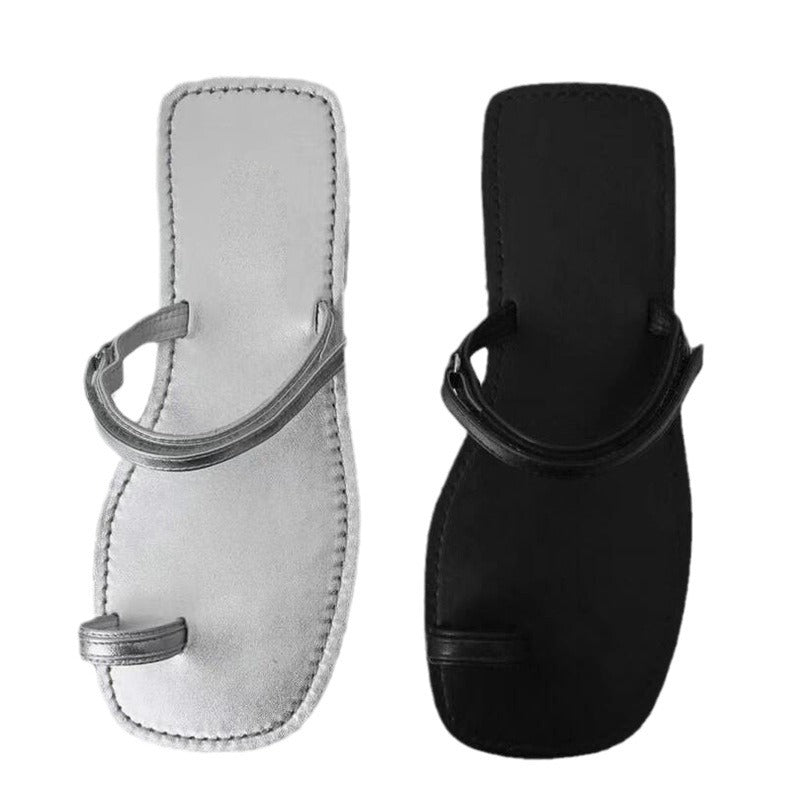 Damen elegante Zehentrenner mit glitzerndem Riemendesign R&B