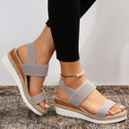 Damen Wedge-Sandalen mit verstellbaren Riemen und komfortablem Fußbett R&B