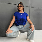 Damen elegantes Wickeloberteil mit Rüschendetails und modischem Ausschnitt R&B