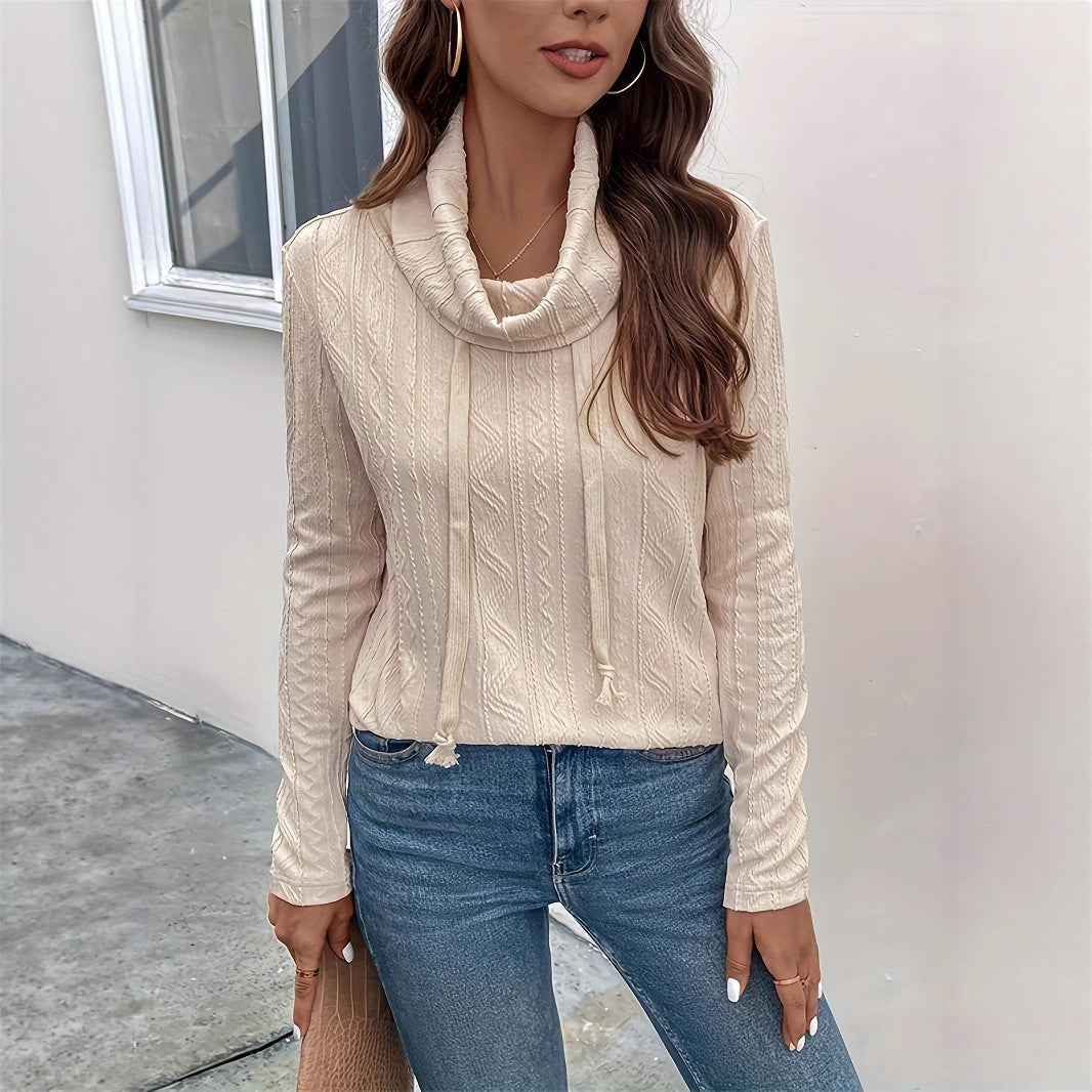 Damen Cowl-Neck Pullover mit strukturiertem Musterdetail und langem Arm R&B