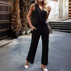 Damen lässiges Ensemble aus Top und weiten Hosen R&B