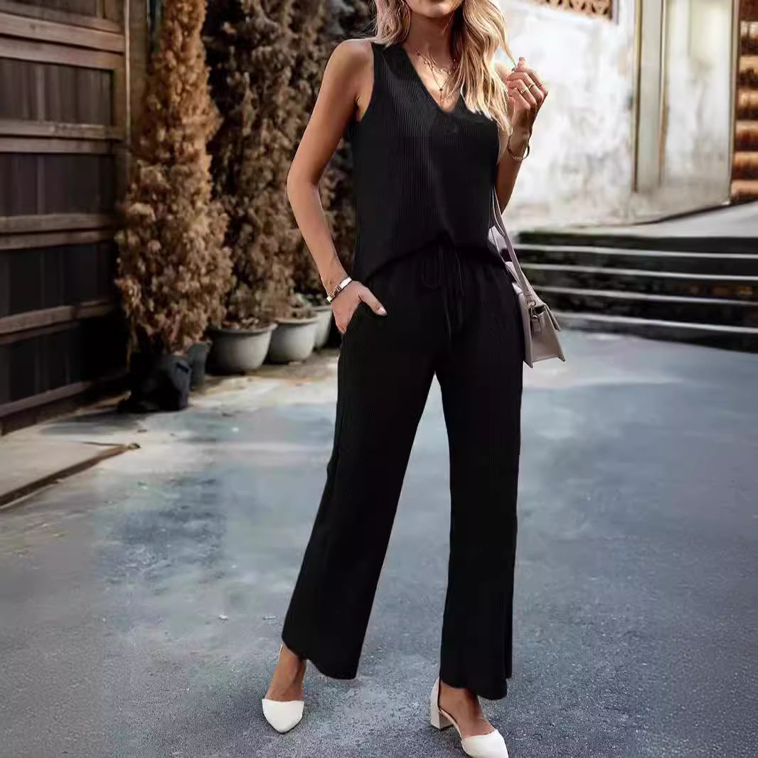 Damen lässiges Ensemble aus Top und weiten Hosen R&B