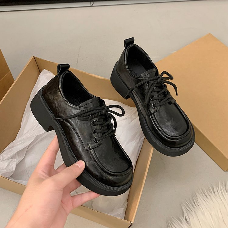 Damen modische Schnürschuhe mit klobiger Sohle und glänzender Oberfläche R&B