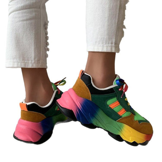 Damen Sportliche Sneakers mit buntem Design und verspielten Schnürsenkeln R&B